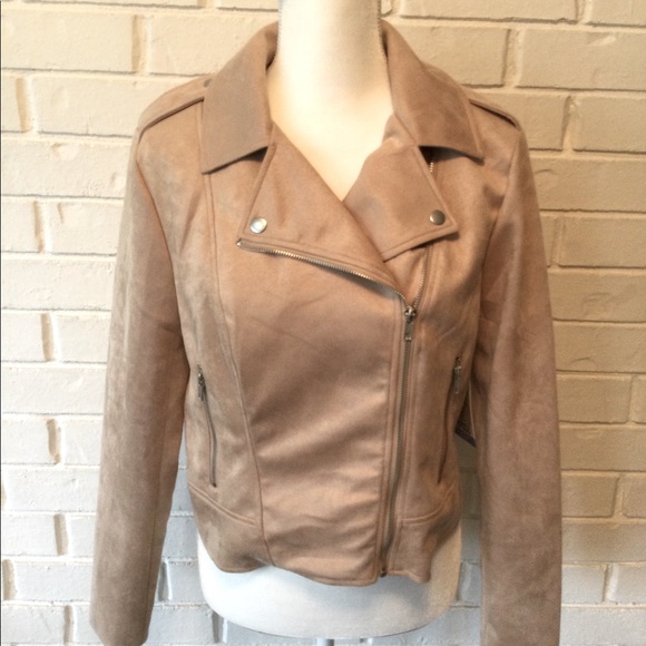 Steve Madden Ladies Suede Moto Tan Jacket Size large - Picture 1 of 6